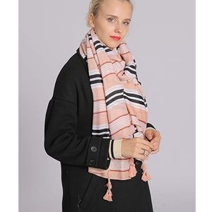 Blush Striped Beach and Scarf Wrap Fringe Soft